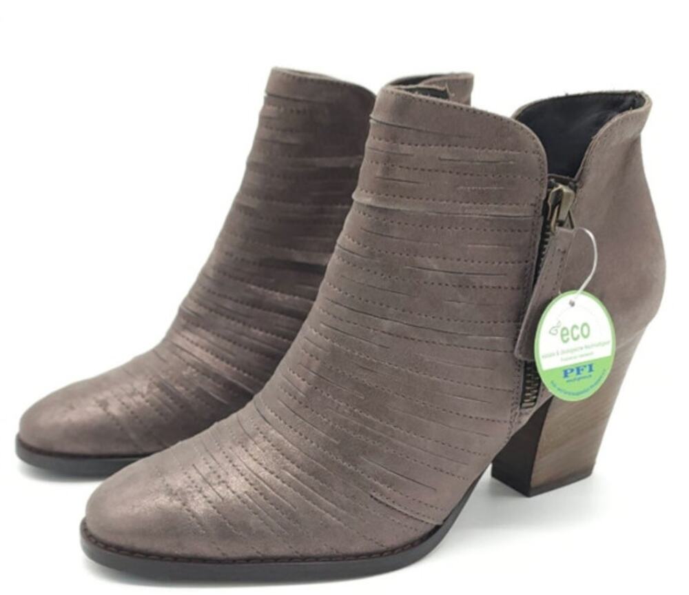 Paul Green Malibu Sliced Double Zip Bootie Nubuck Antique Metallic Size 10.5 NIB